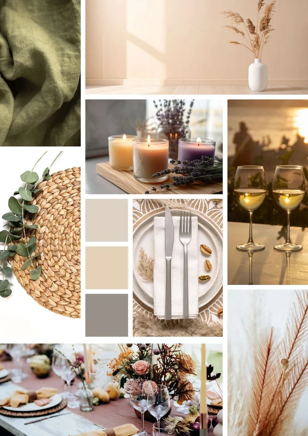 Moodboard Olijf & vlechtwerk